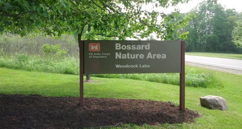 Bossard Nature Area sign. Photo by USACOE.