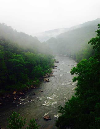 Rapids in the mist. Photo by Mary Knutty.