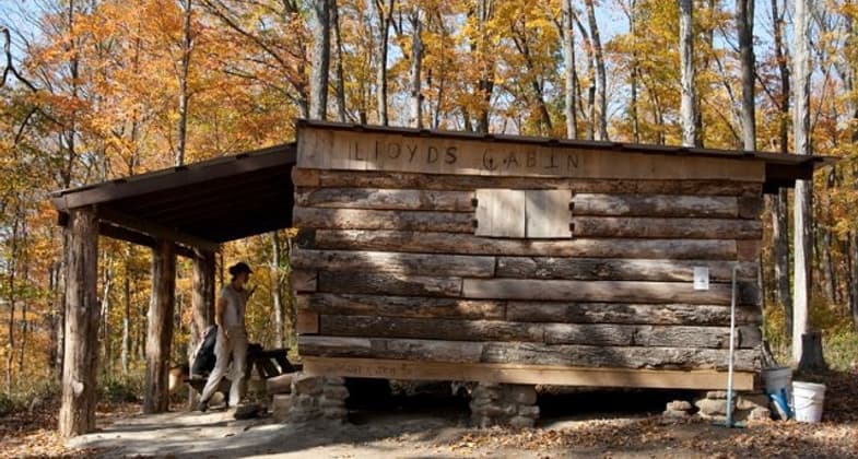 Lloyd's Cabin on the AHT comes with shutters, interior decor, and an awesome view high above the Ohio River. Photo by Pete Banta.