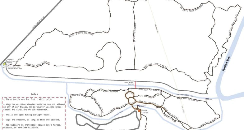 Complete Map of Nature Station Trails with Distances. Photo by Stacey Scarce.