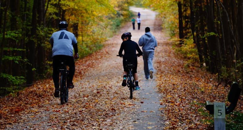 Bikers and walkers having fun on the trail. Photo by Sarina Lewis.