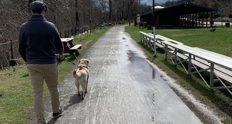 Dog Walk Along the Three Rivers Heritage Trail, Millvale Riverfront Riverfront Park. Photo by Amy O\'Neill.