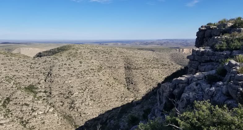 The Fawn Valley Overlook within Carlsbad Caverns National Park gives sweeping views to the north. Photo by Todd Shelley.