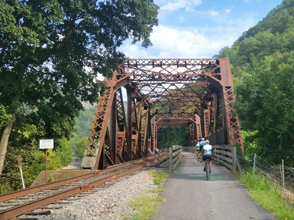 <p>The Great Allegheny Passage runs 135 from near Pittsburgh to Cumberland, MD where it joins the C&amp;O Canal Towpath trail. It provides free recreation on a nearly level rail-trail as well as access to rivers and opportunities to observe wildlife.</p>