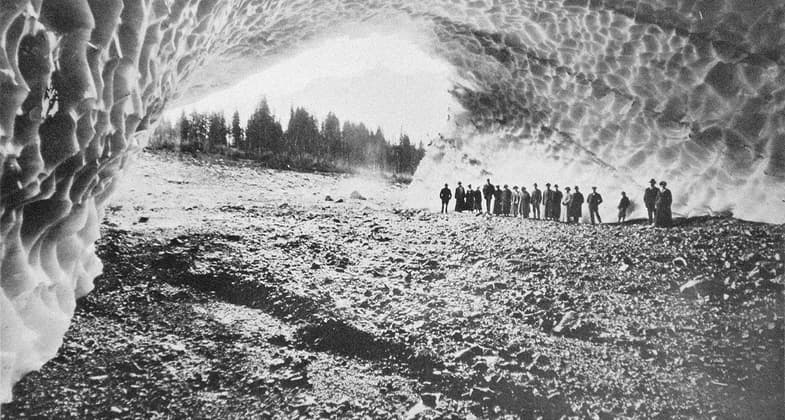 1916 - Cavern Beneath Millions of Tons of Ice in the Monte Cristo Mining District of Western Washington. Photo by Frank J. Nowell (1864-1950).