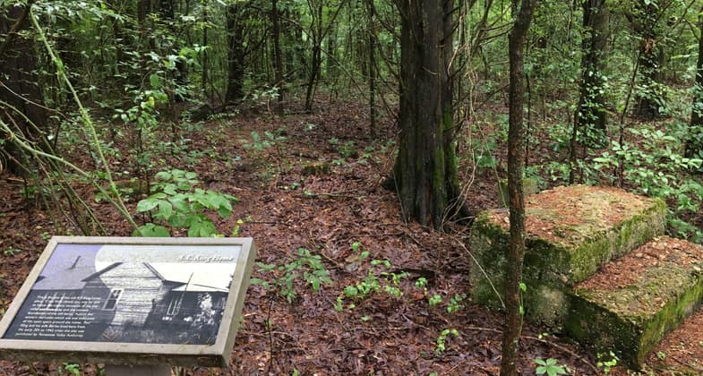 The nature trail features interpretative signs that point out former grist mill and home sites. Photo by Donna Kridelbaugh.