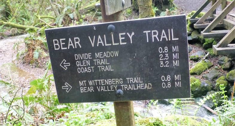 Bear Valley Trail signage. Photo by North Bay Christian Hikers.