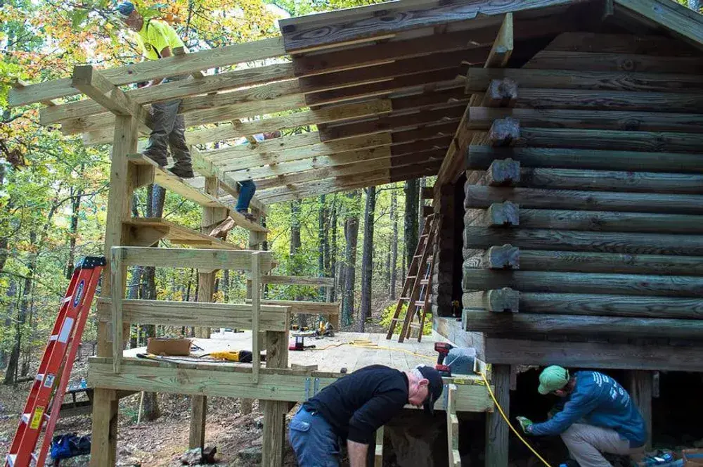 Shelter upgrade on the Ouachita Trail at "John Archer Shelter" Section 7 near Story, Arkansas.