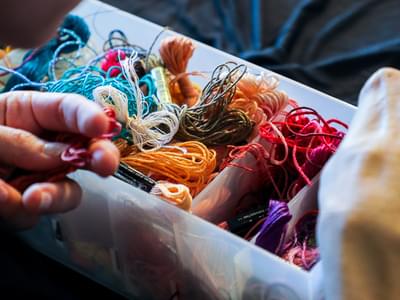 Embroidery Thread hands landscape