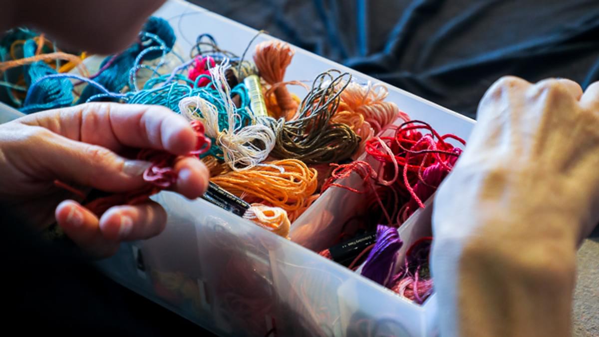 Embroidery Thread hands landscape