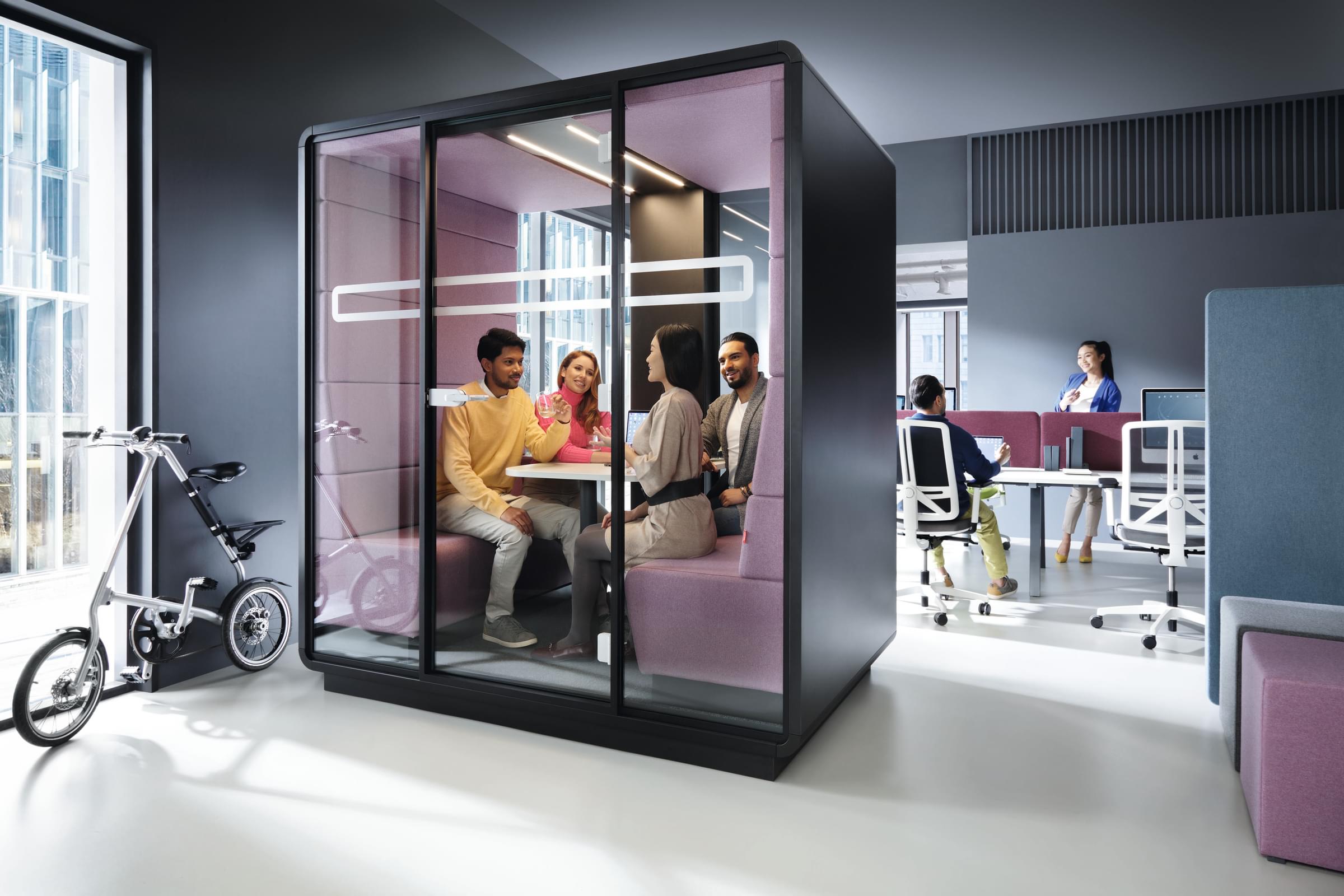 The hush Meet 4 person office meeting pod is a serene meeting space where even the most introverted shine