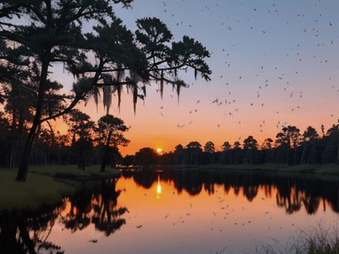 Mosquitoes sunset pond thermacell repellents