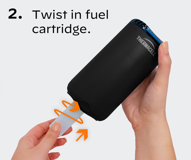 2. Twist in fuel cartridge.