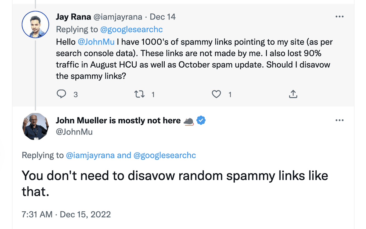 disavowing spammy backlinks