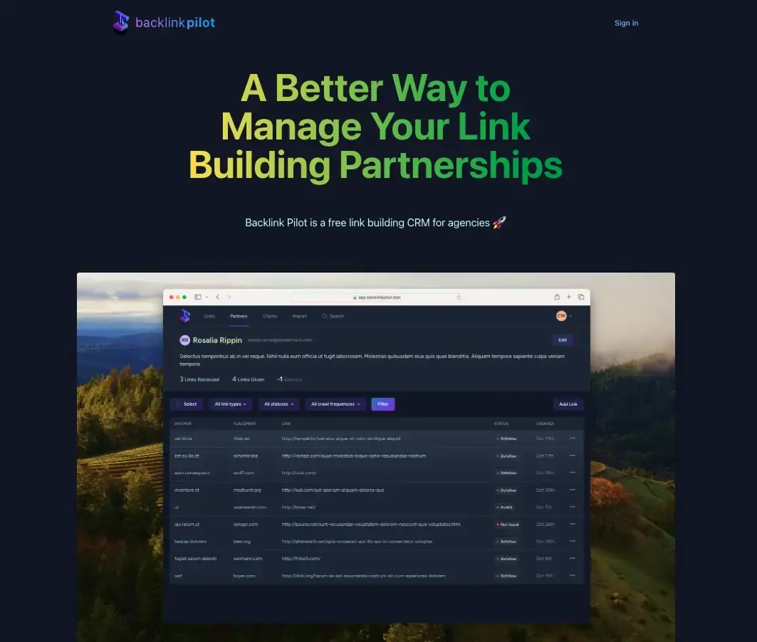 Backlink pilot