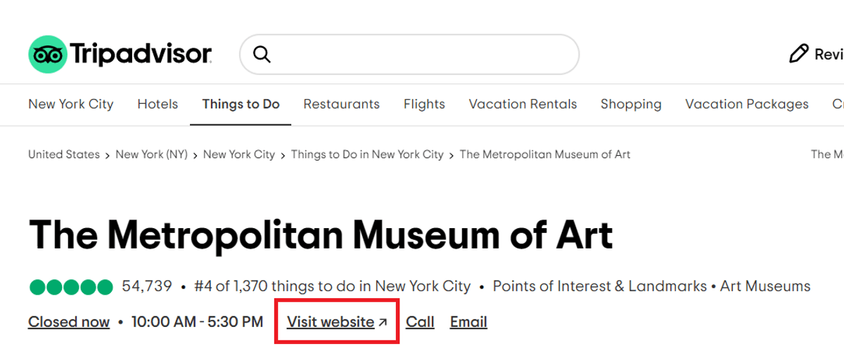 TripAdvisor directory example