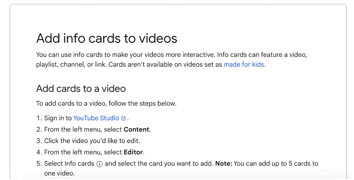YouTube Cards
