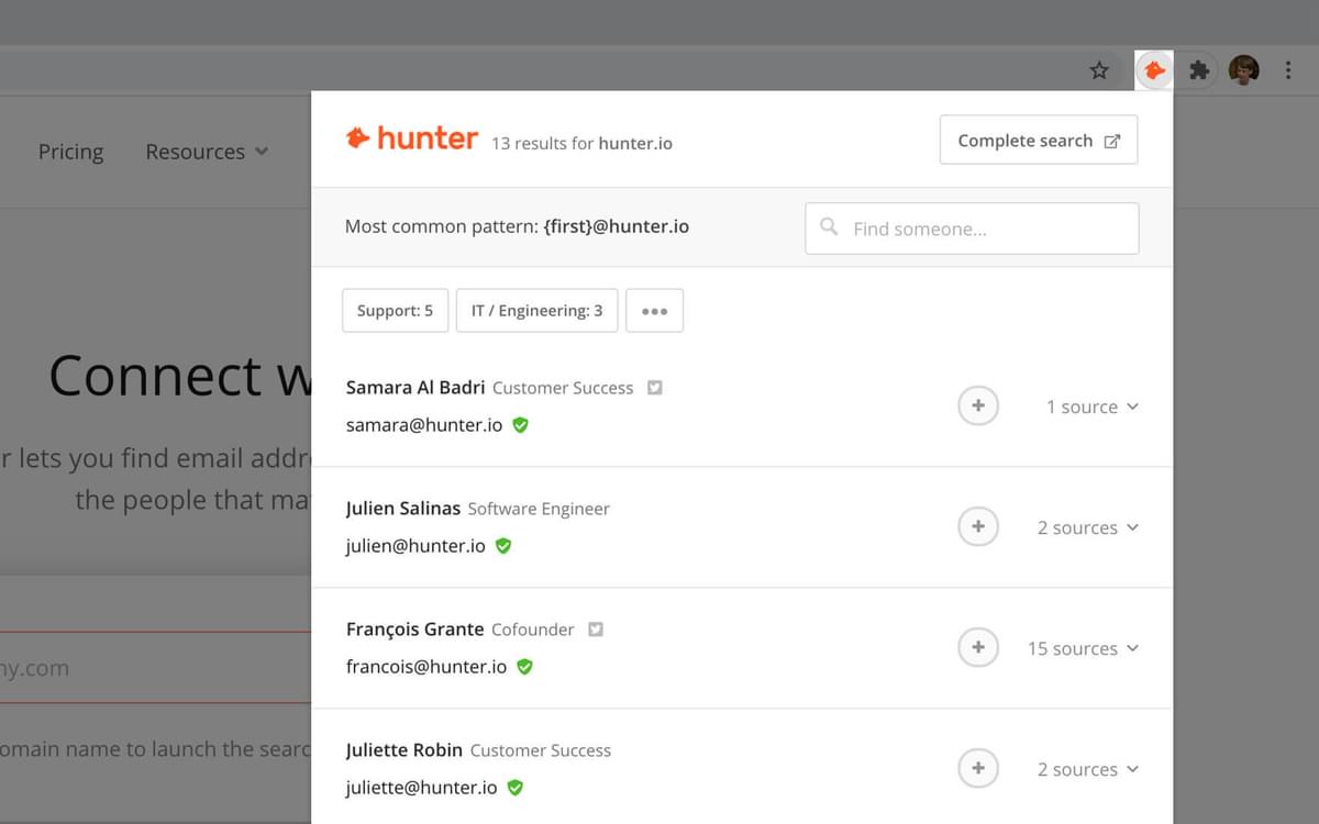 hunter email finder