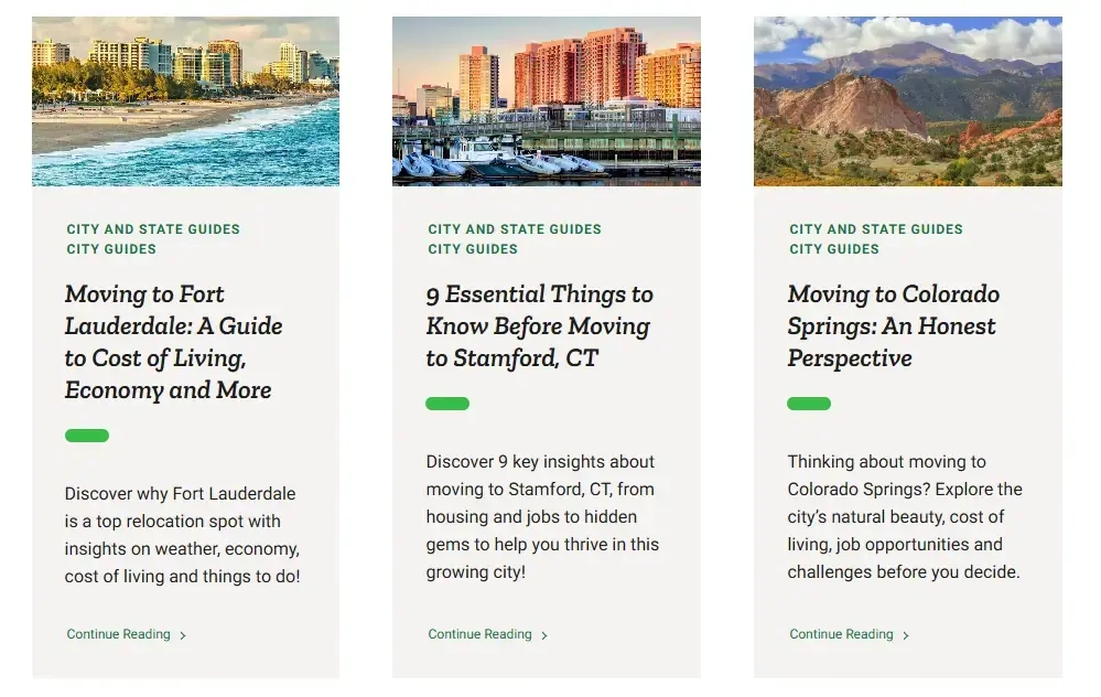 example of moving company creating location-specific guides