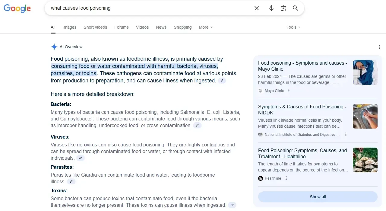 AI search result