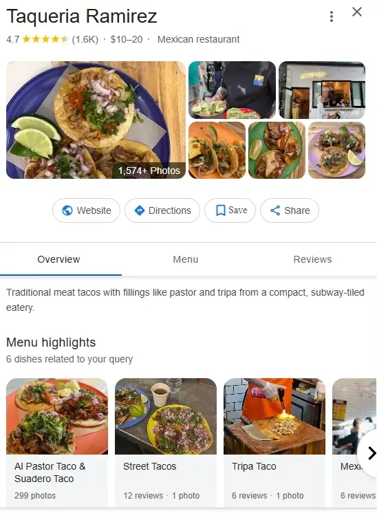example of a Google Business Profile