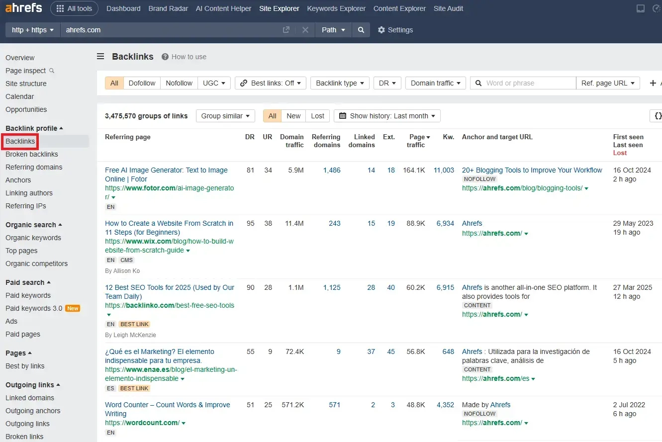Ahrefs’ Site Explorer
