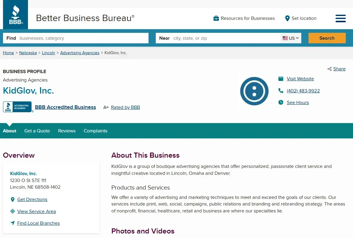 Better Business Bureau directory