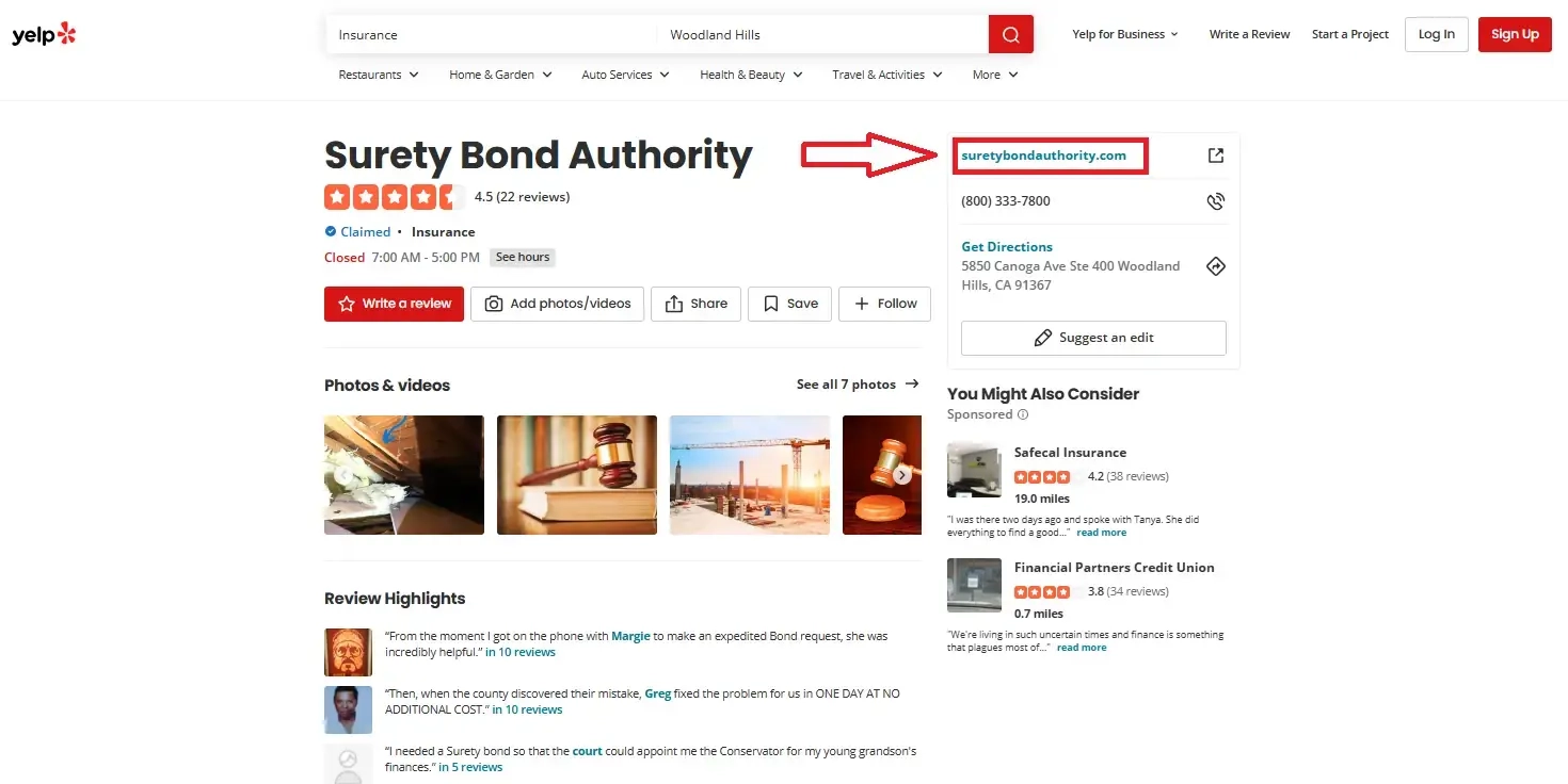directory listing on Yelp