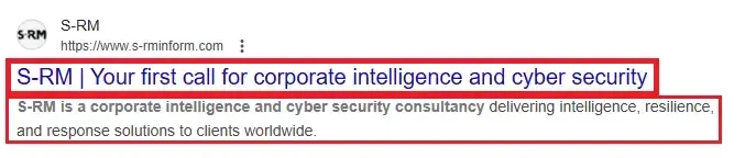 good example of a title tag and meta description