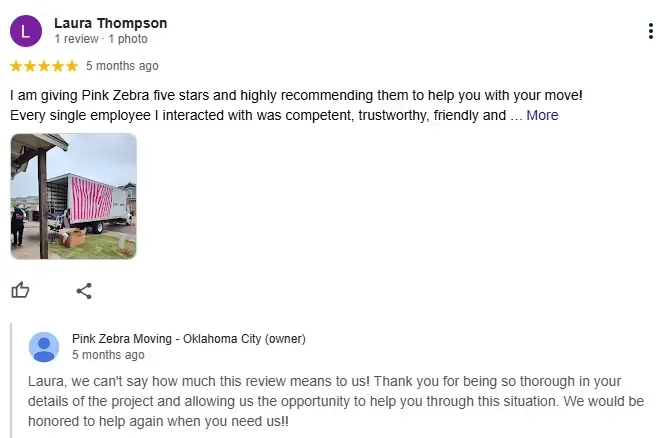 example of a positive review left on a GPB
