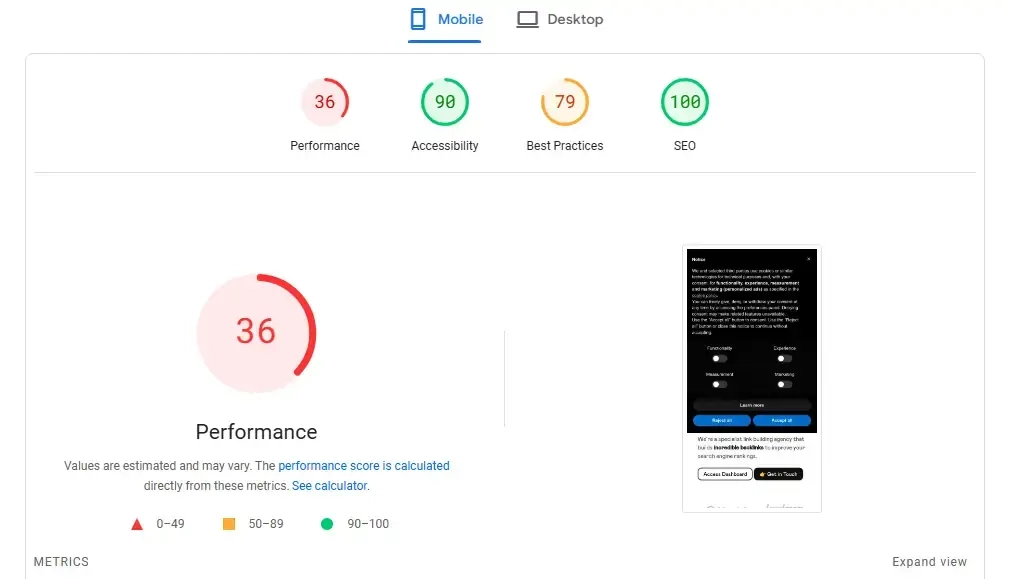 Google page speed