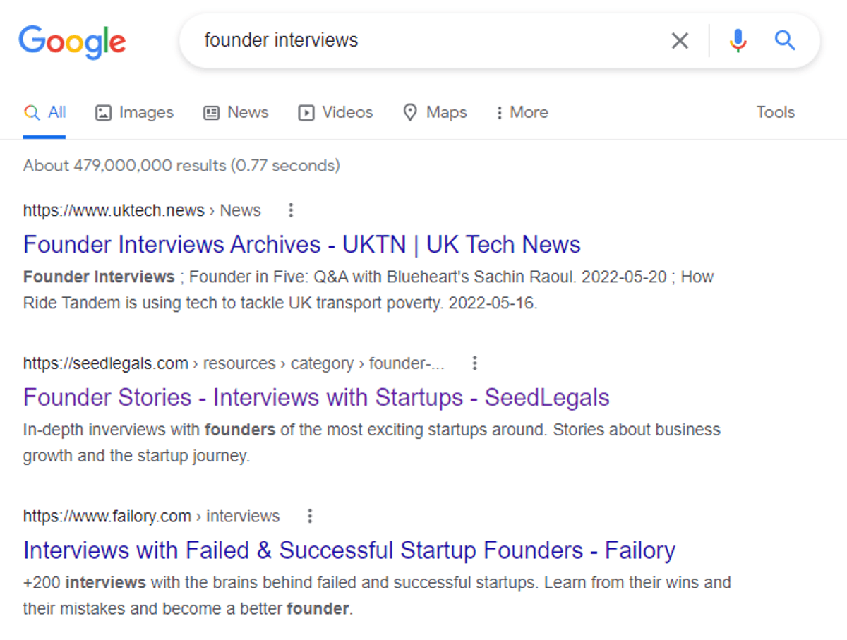 Interview search google