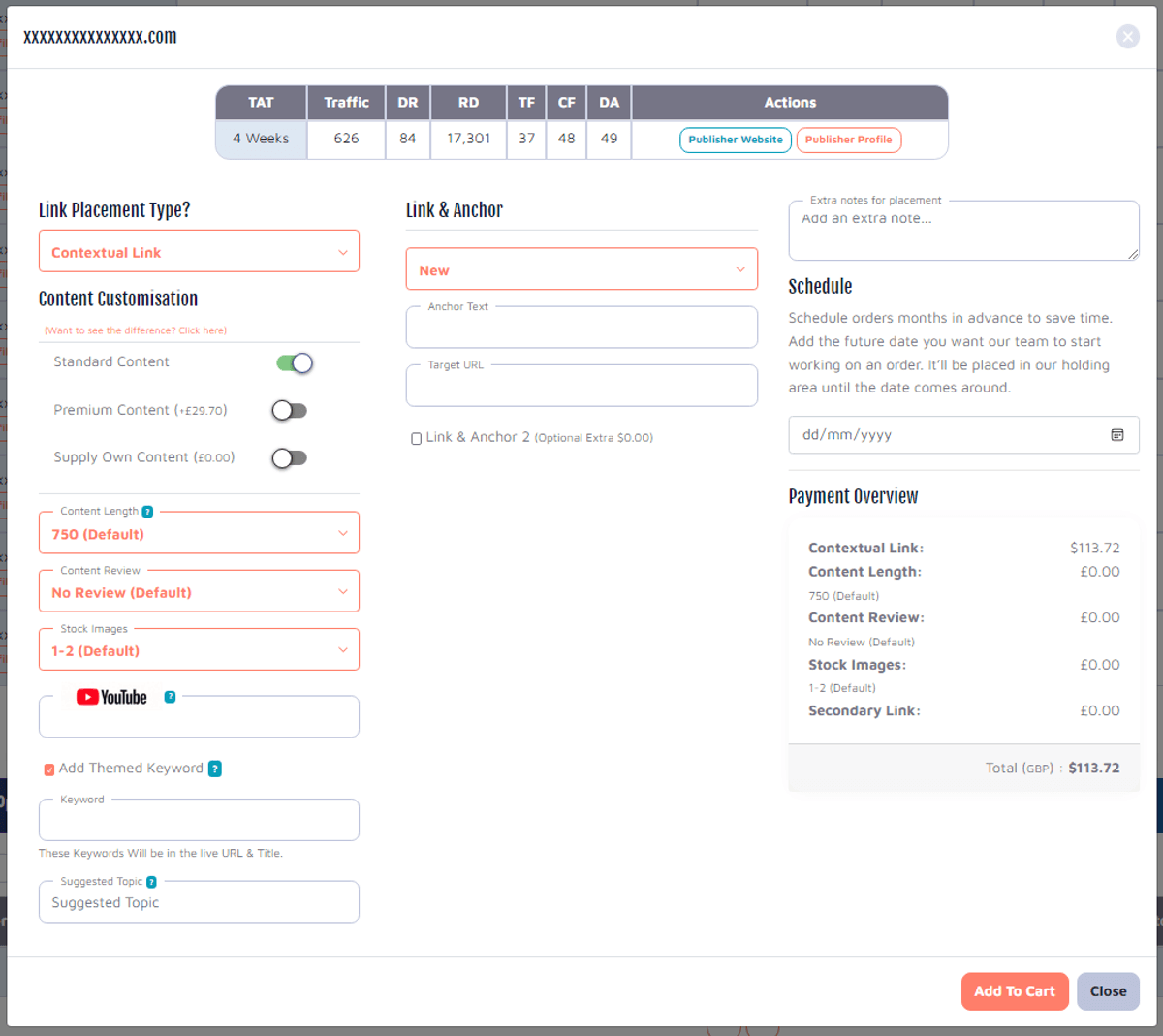 select anchor text and target pages
