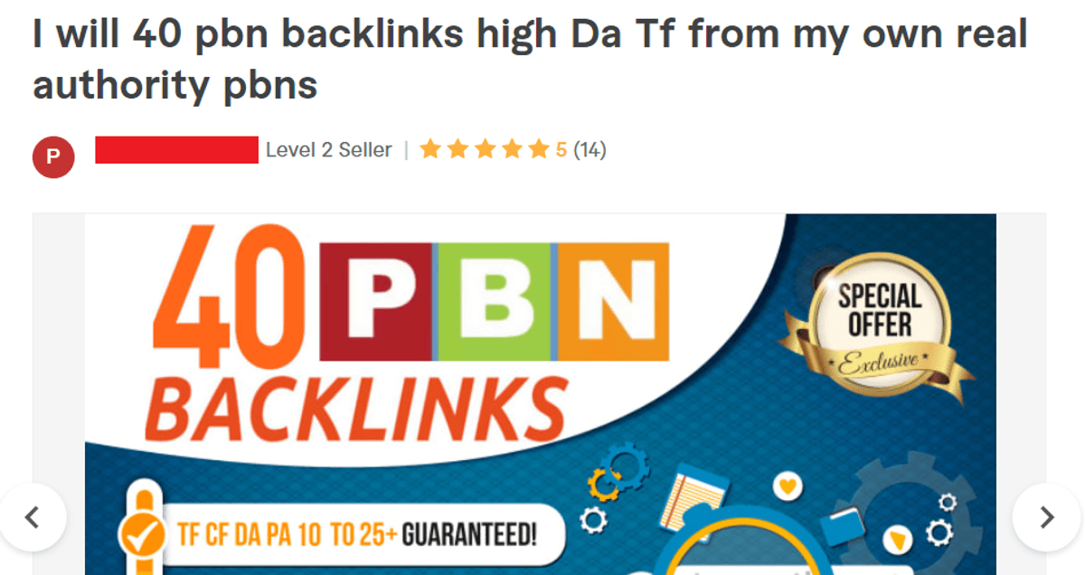PBN seller on Fiverr