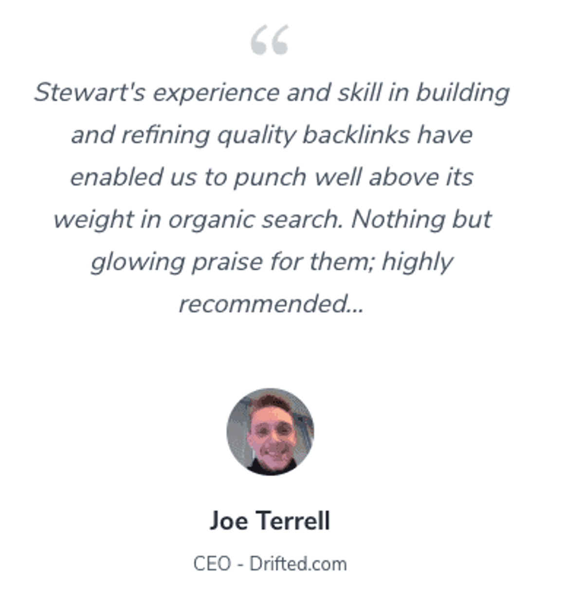 Joe Terrell Testimonial