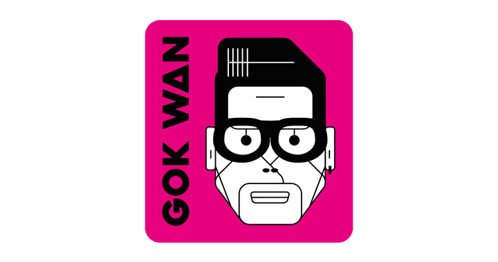 Gok Wan logo and cartoon of face