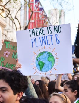 Protest with banners "there is no planet b"