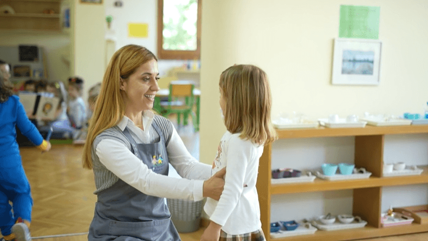 Happy Montessori Teacher and Student