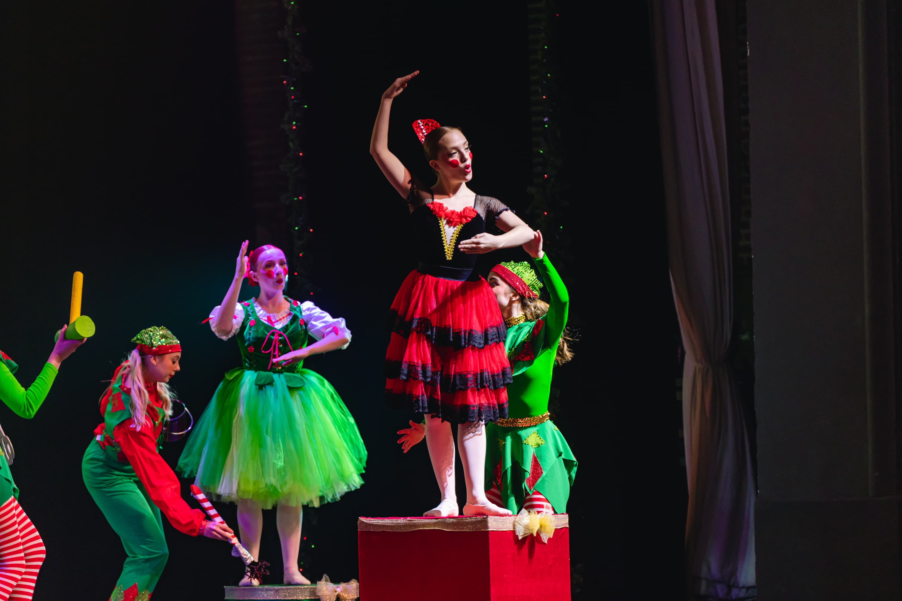Oklahoma City University students dance together in the Holiday Spectacular dance presentation.