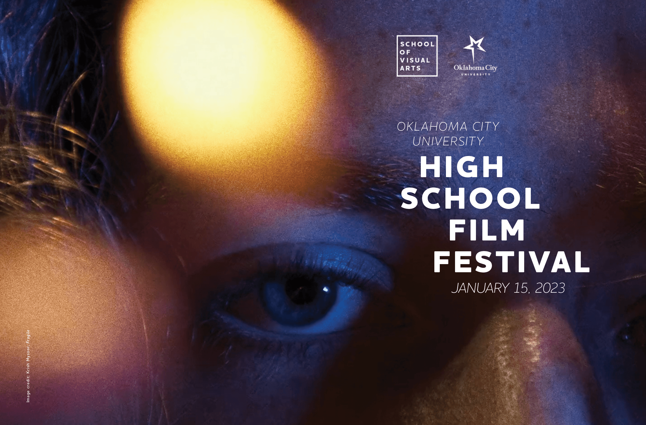 2023 High School Film Festival postcard with image of a human eye.