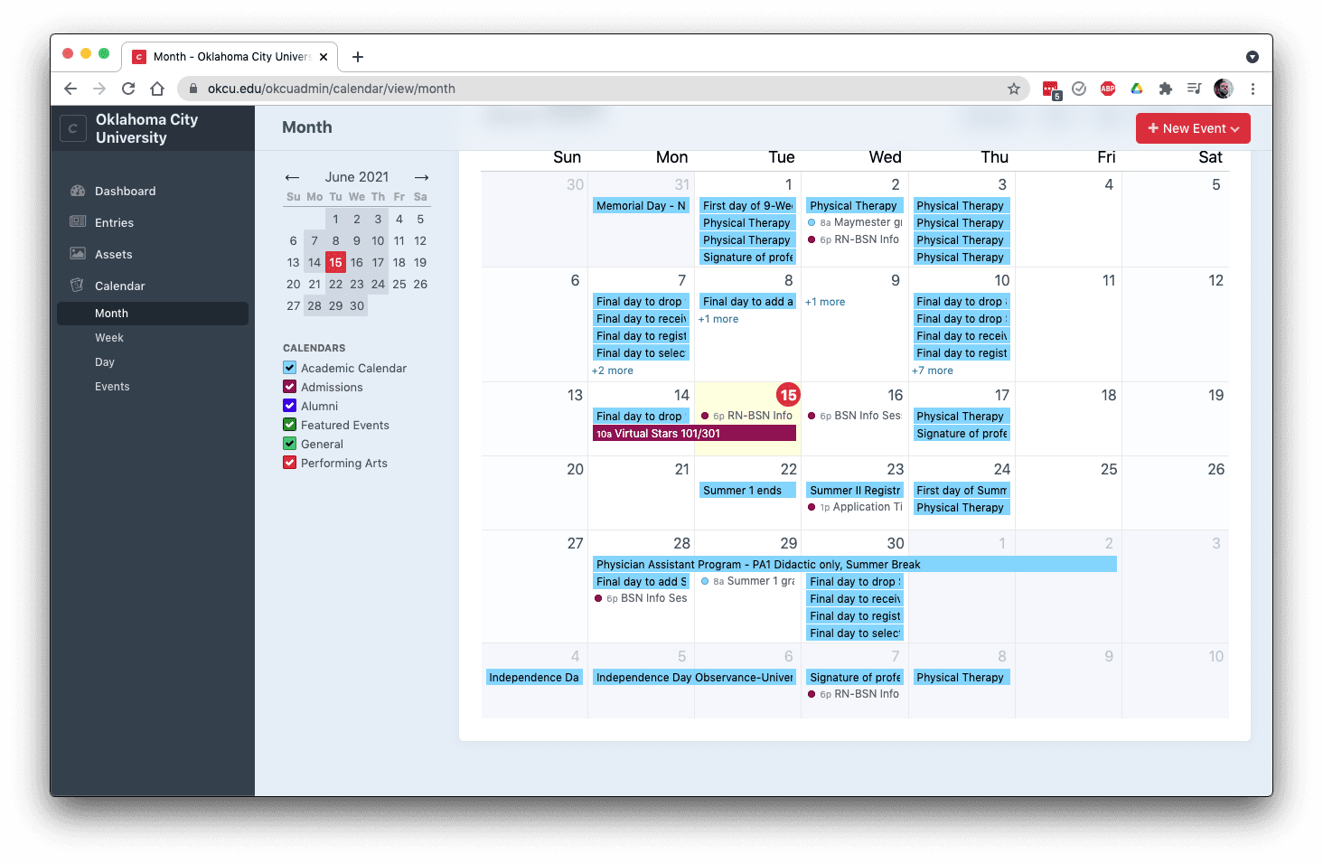 Working With the Calendar Oklahoma City University