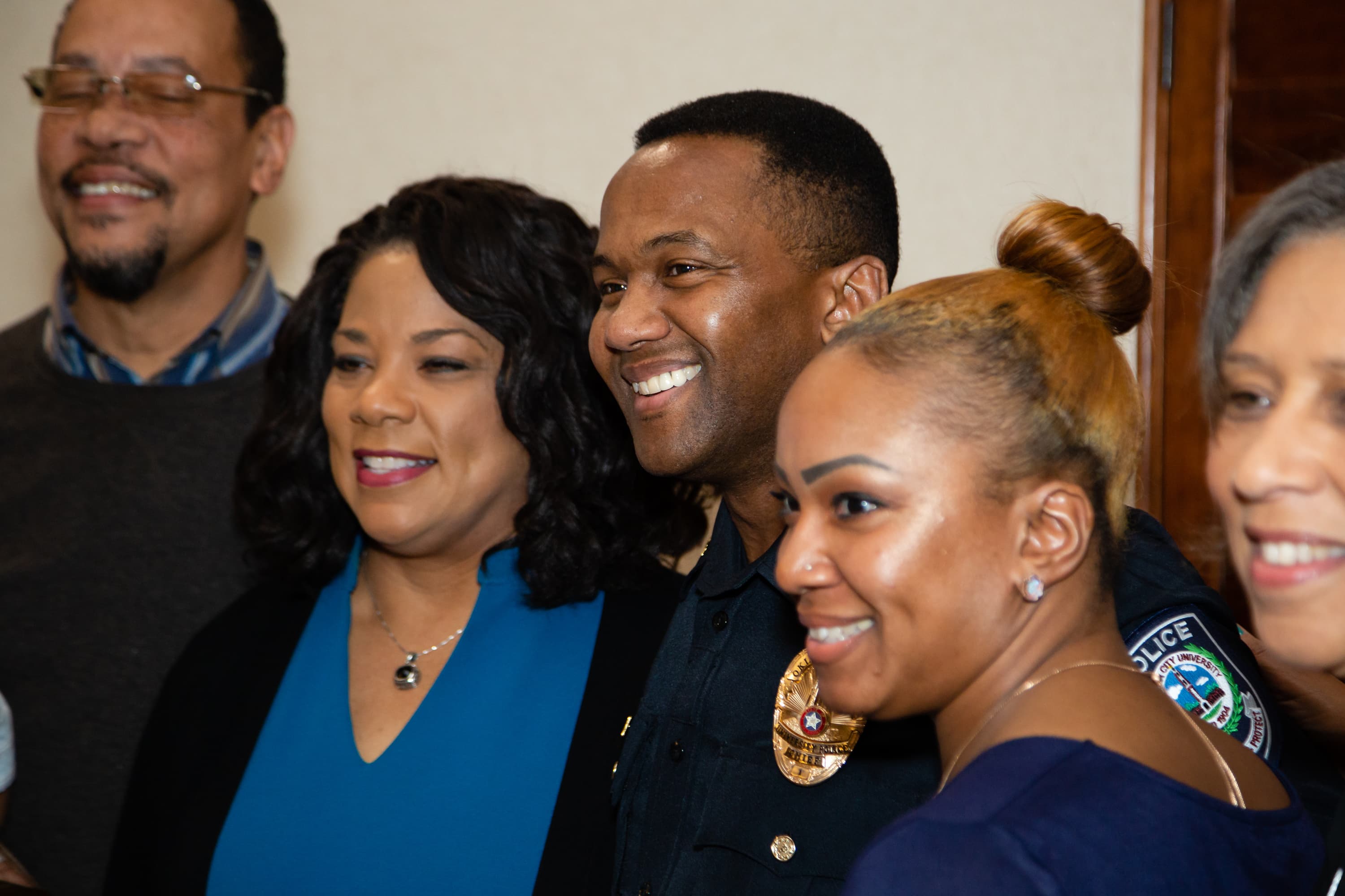 New Chief Nelson surrounded by friends and family at the pinning ceremony. New Chief Nelson surrounded by friends and family at the pinning ceremony.