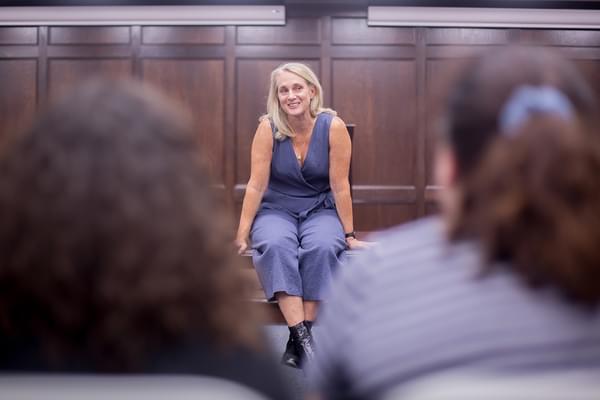 Piper Kerman answering questions from OKCU students. Piper Kerman answering questions from OKCU students.