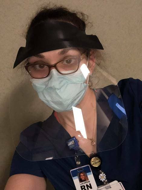 Lauren Wheeler takes a selfie wearing protective medical gear Lauren Wheeler takes a selfie wearing protective medical gear