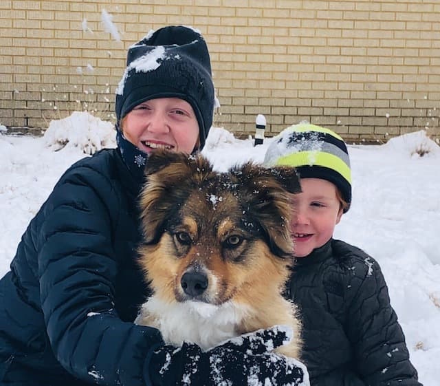 Winnie and the kids playing in the snow. Winnie and the kids playing in the snow.