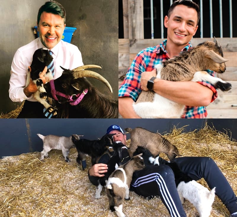 Jim, Phillip and the baby goats. Jim, Phillip and the baby goats.