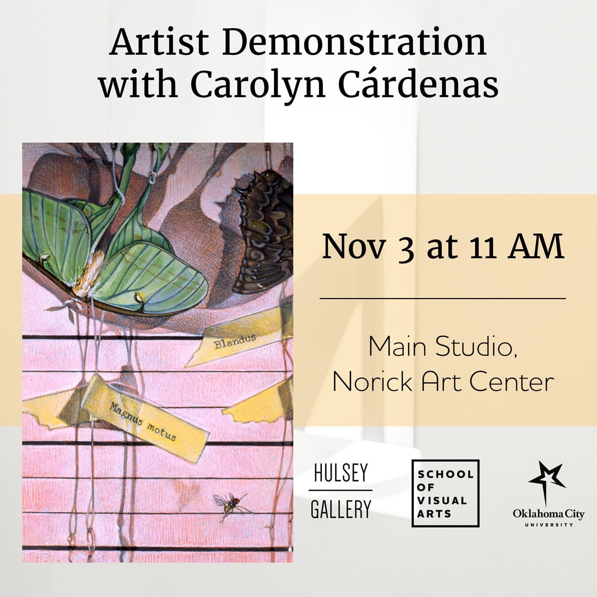 Artist demonstration with carolyn cardenas - november 3 at 11 a m - main studio, norick art center