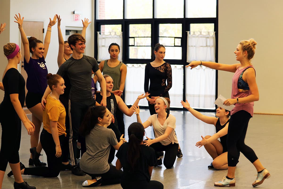 Students prepare for a broadway bound rehearsal