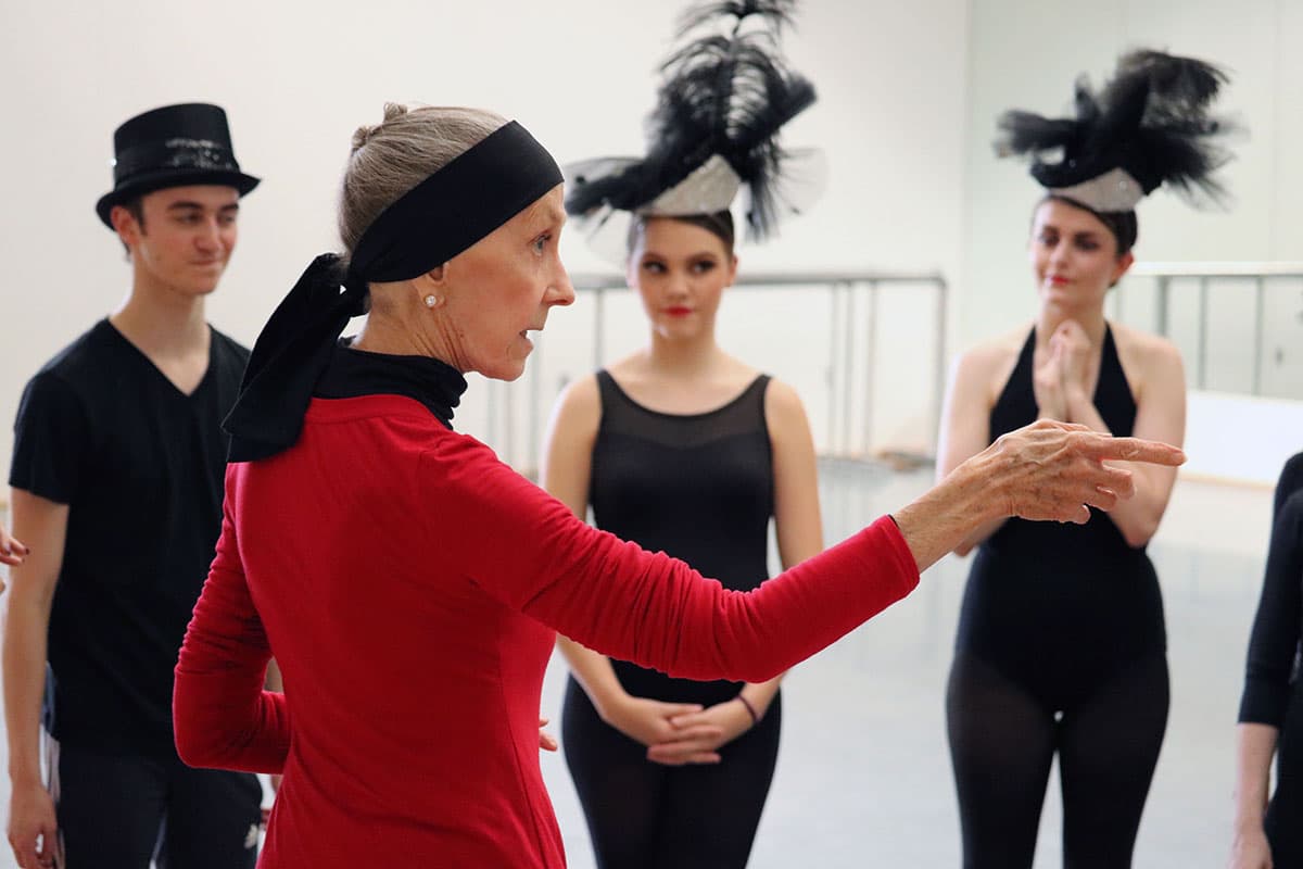 Jo Rowan instructs students at a Broadway Bound camp