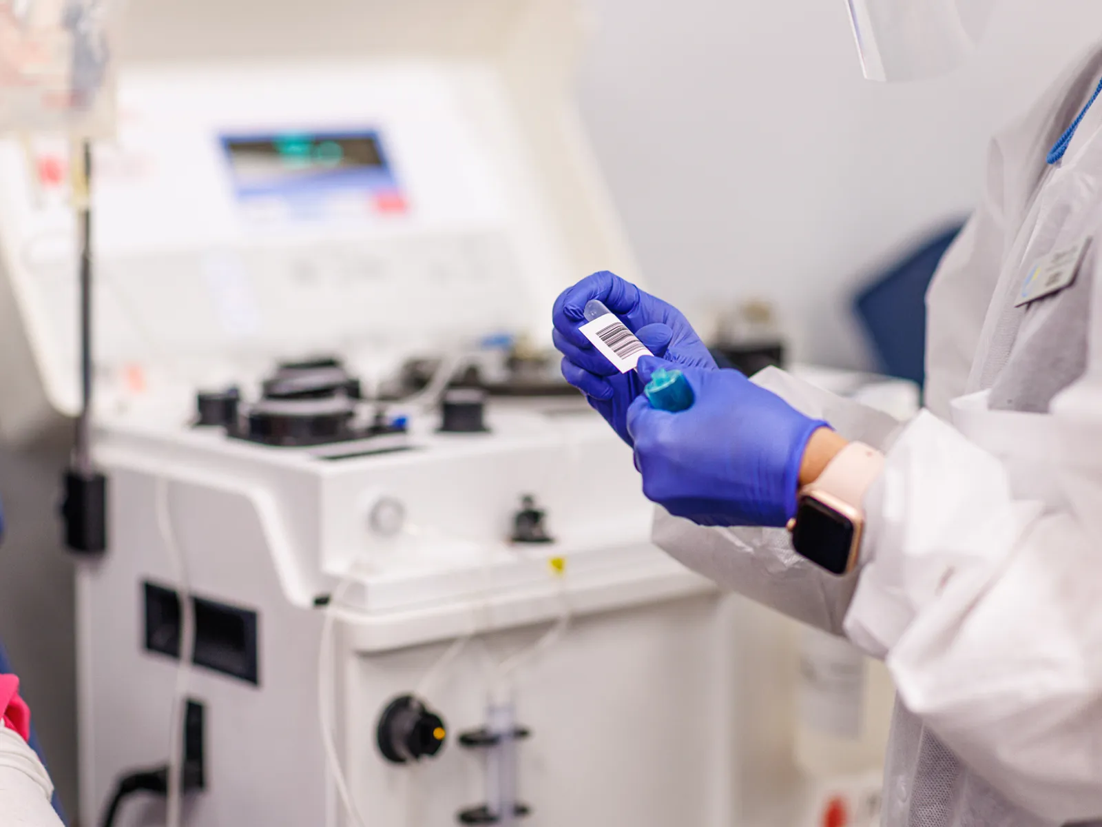 Olgam Life blood plasma technician and equipment